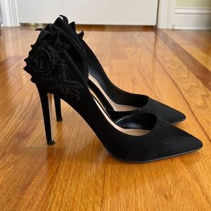 Black Suede Pointed Toe Heels